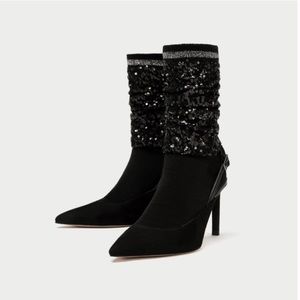 Zara sequin sock sing back shoes